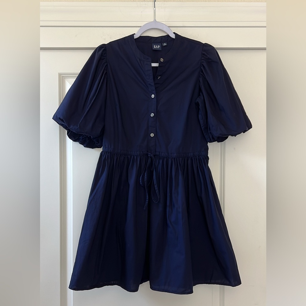 GAP Navy Blue Puff Sleeve Dress - Picture 3 of 6